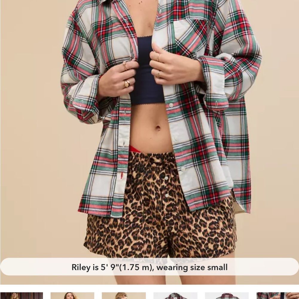Aerie Off-Duty Flannel Pajama Shirt Women's XS NWT Cozy Button-Down